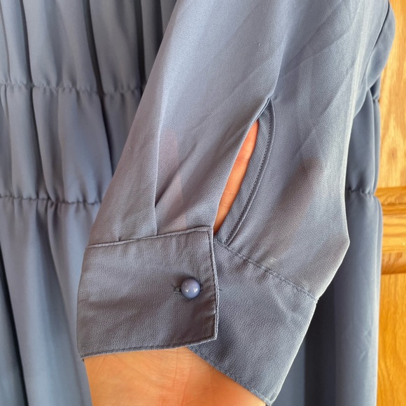 ASOS GLAMOROUS CURVE DRESS Women’s Size 22 Blue Smocked Long Sleeve Midi - Picture 9 of 12